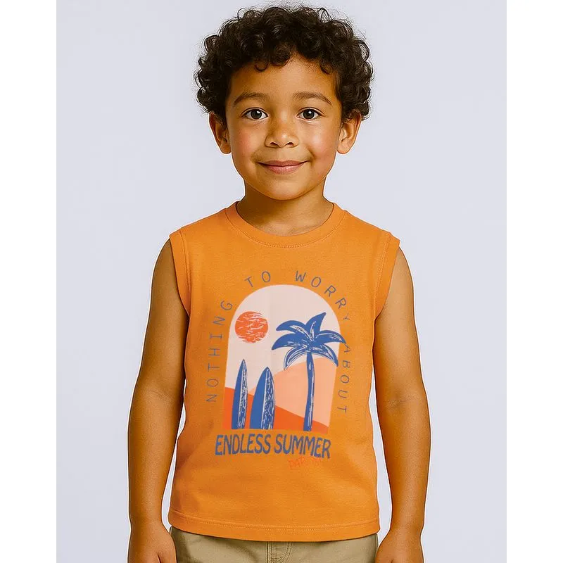 Regata Infantil com Estampa Tropical Laranja 6