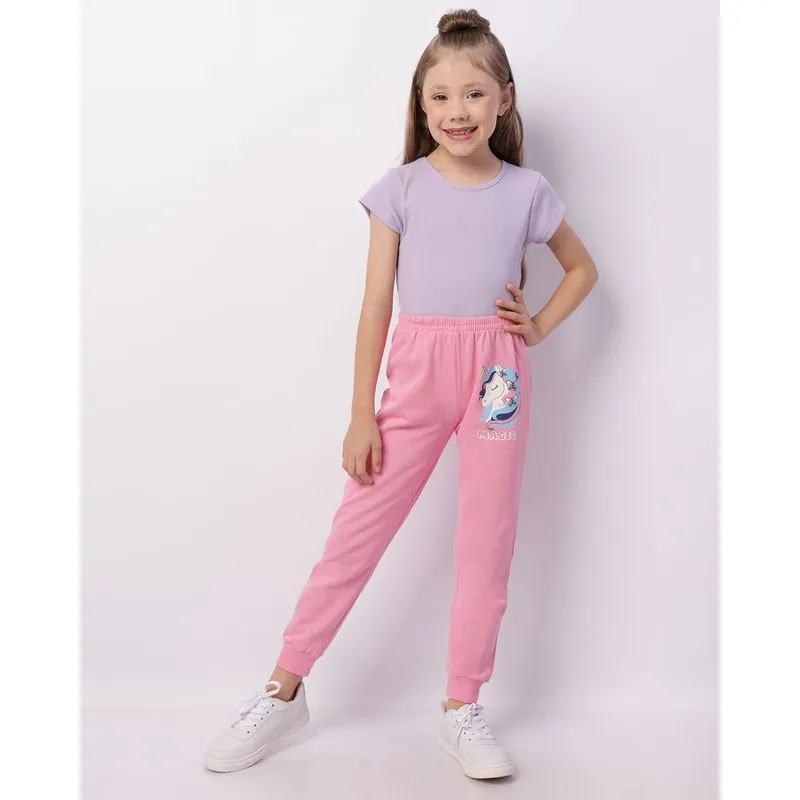 Calça Moletom Infantil Jogger Estampa Sortida Rosa 4