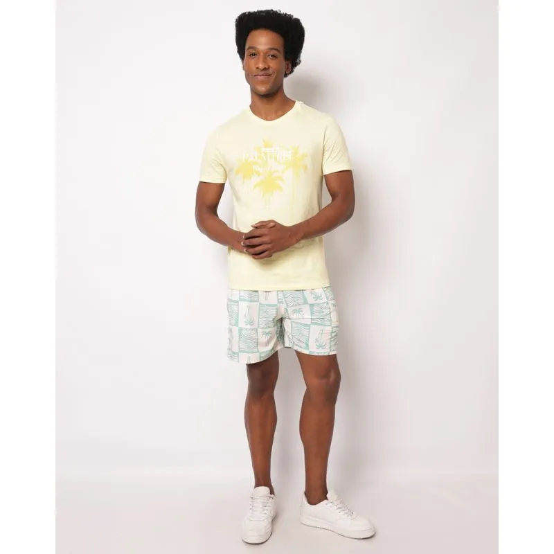 Bermuda Surf Masculina Estampada com Bolsos Bege P