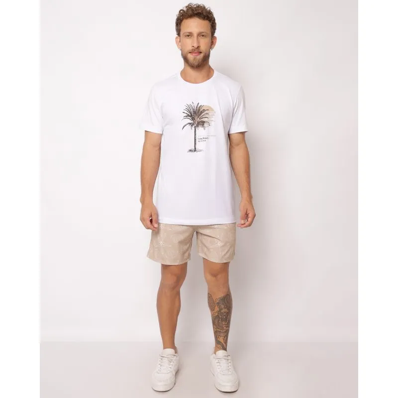 Bermuda Surf Masculina Microfibras Estampada Bege G
