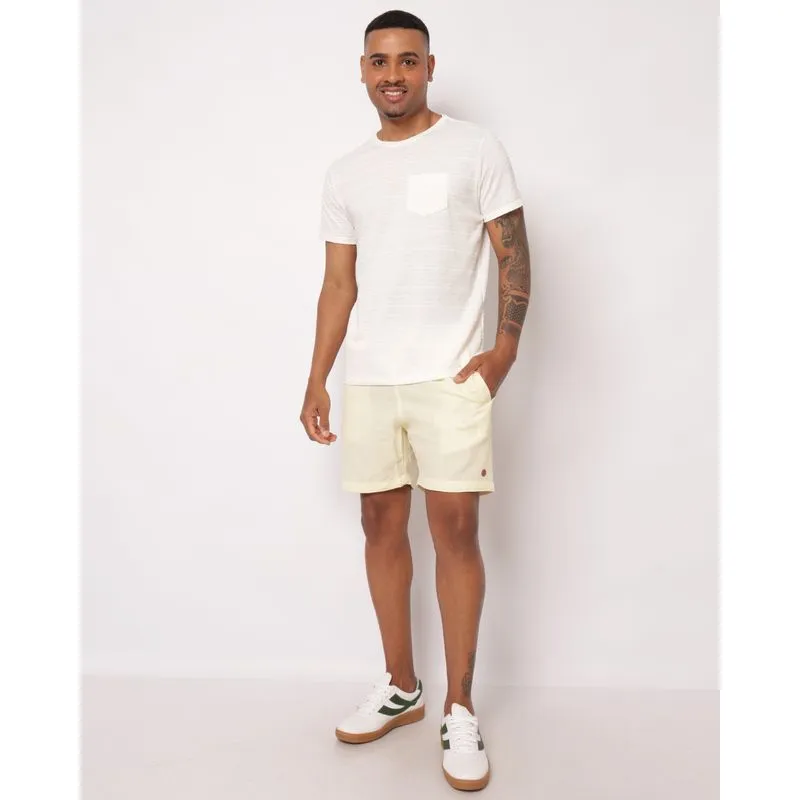 Bermuda Masculina Reta com Bolsos Cordão Amarela GG