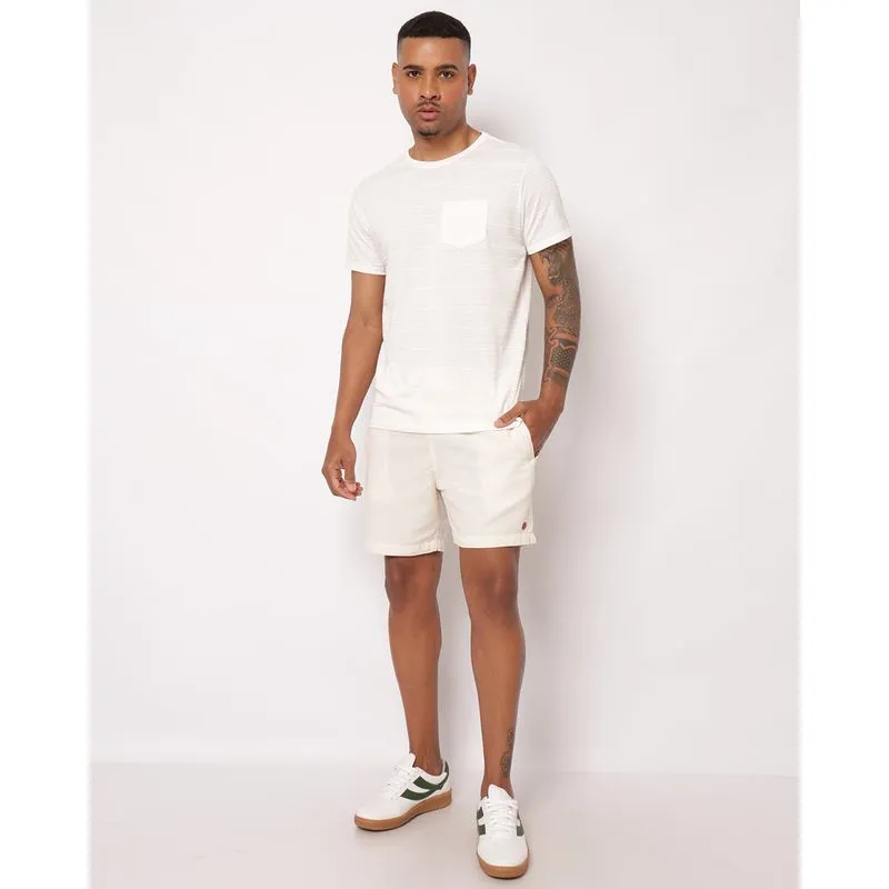 Bermuda Masculina Reta com Bolsos Off White P