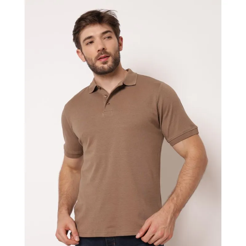 Camisa Polo Masculina Algodão Manga Curta Bege P