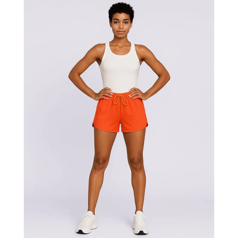 Short Fitness Feminino Boxer com Cordão Laranja P