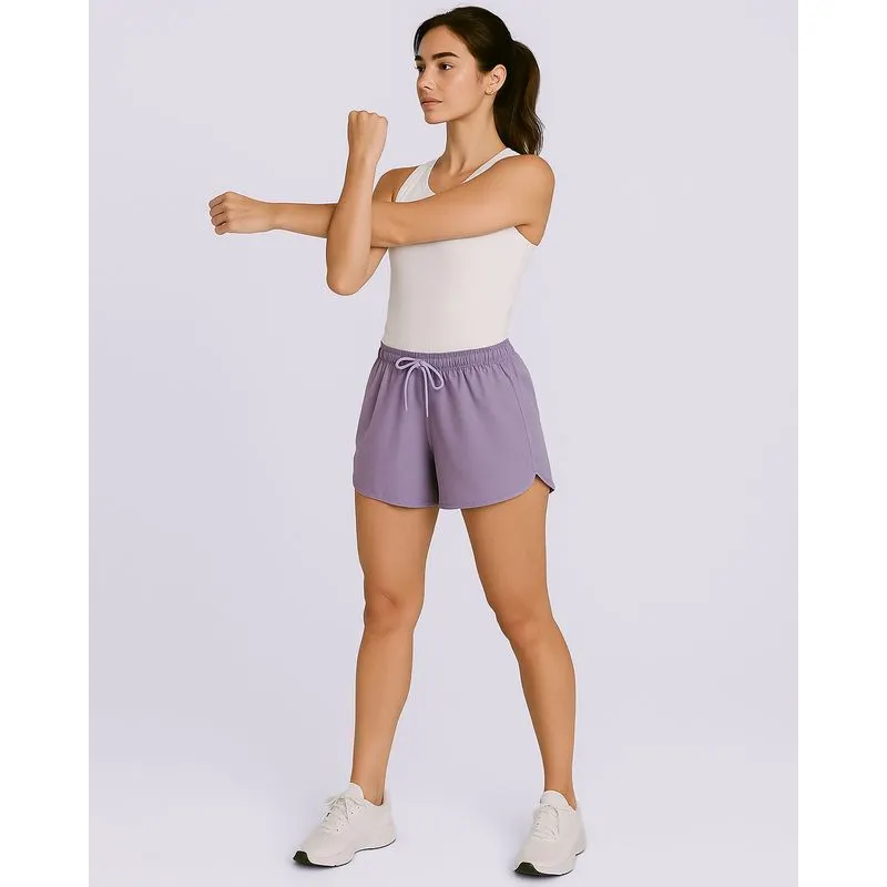 Short Fitness Feminino Boxer com Cordão Lilás GG