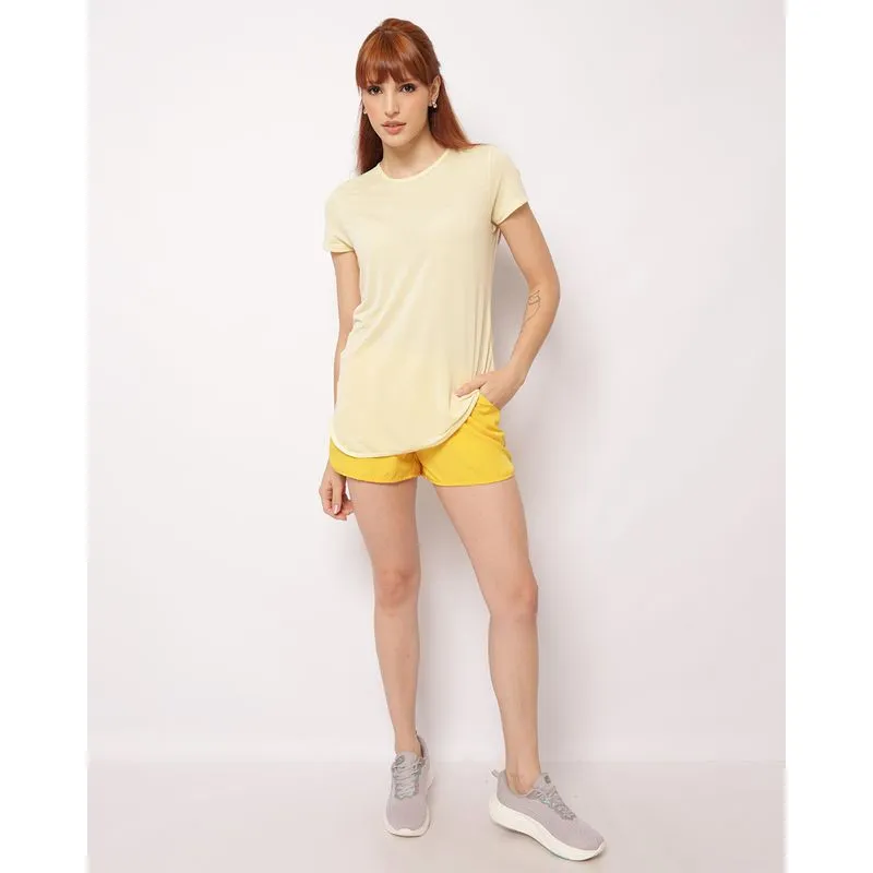 Short Fitness Feminino com Regulador Amarelo P