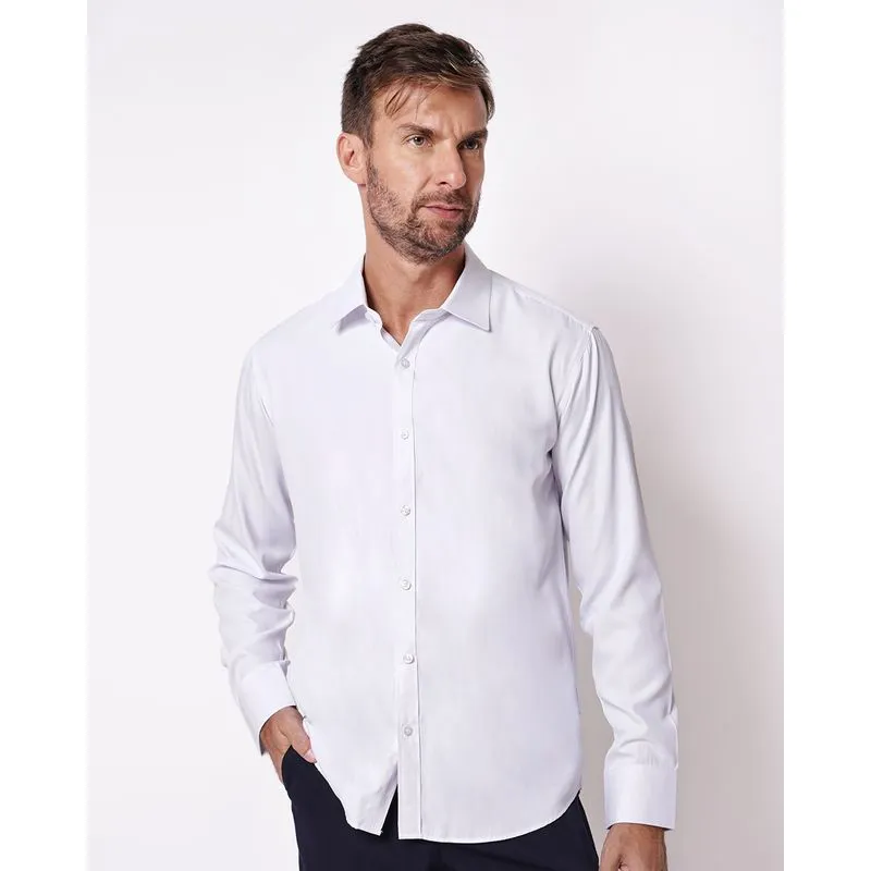 Camisa Masculina Básica Manga Longa Branca P