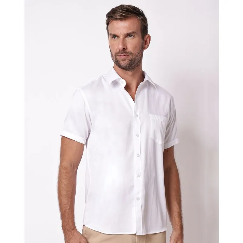 Camisa Masculina Slim Texturizada com Bolso Branca M