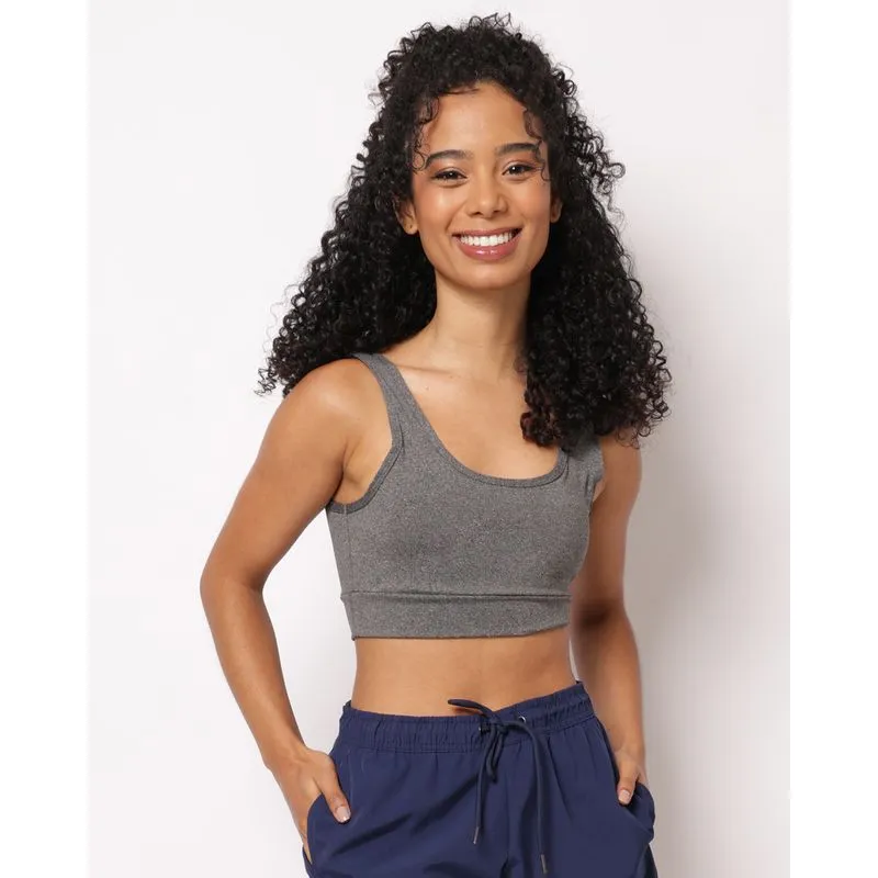Top Fitness Feminino Fitter Bojo Removível Cinza P