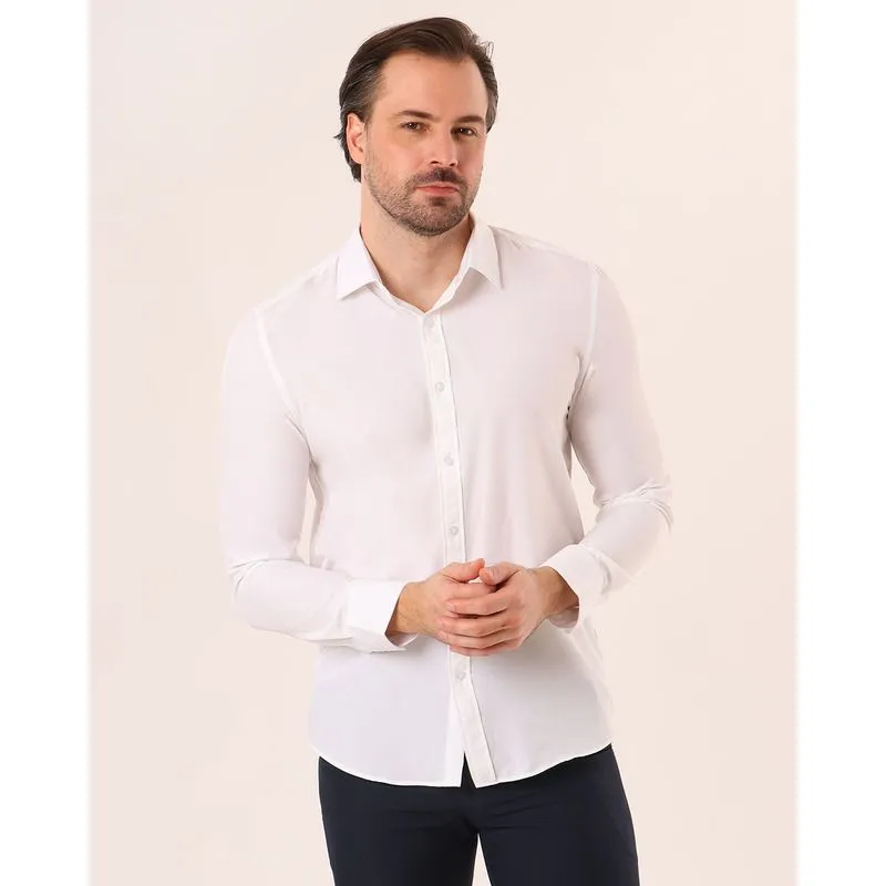 Camisa Masculina Slim Manga Longa Branca 3