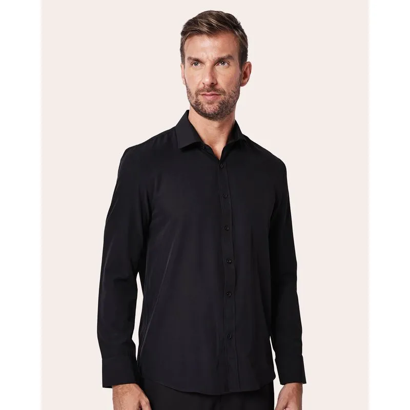 Camisa Masculina Slim Manga Longa Preta 2