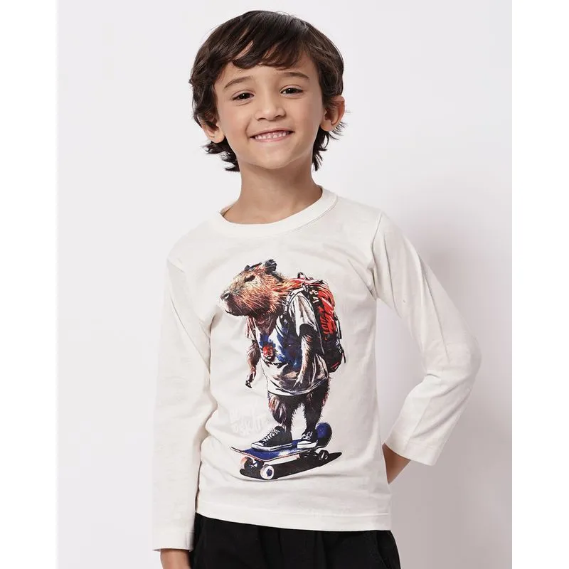 Camiseta Infantil Juvenil Algodão Manga Longa Sortidas Off White 8