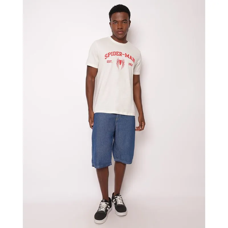 Bermuda Jeans Masculina Pespontada com Bolsos Azul 56