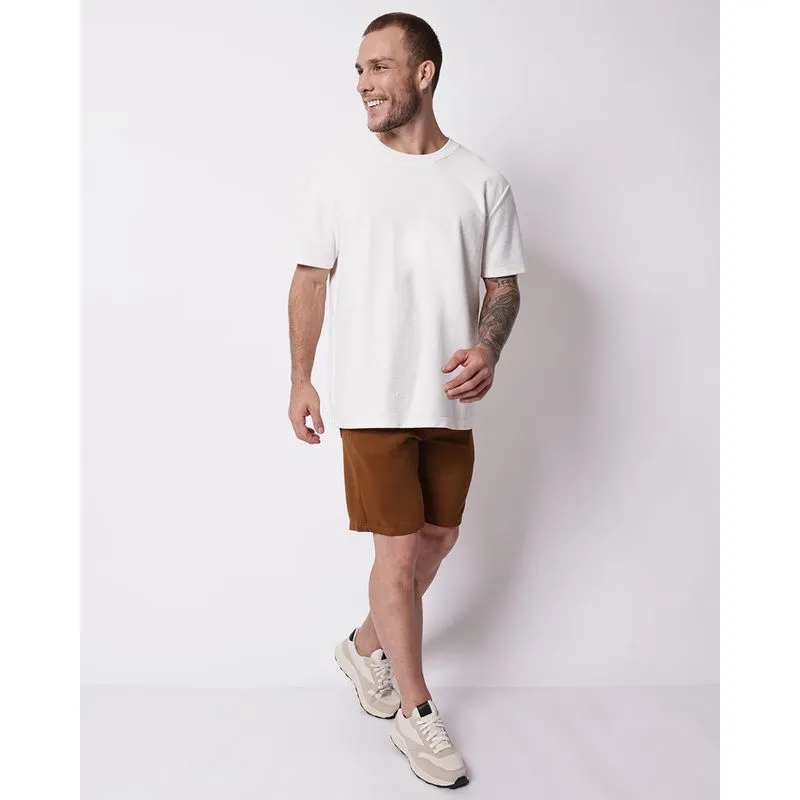 Bermuda Masculina Reta Jacquard com Bolsos Marrom GG
