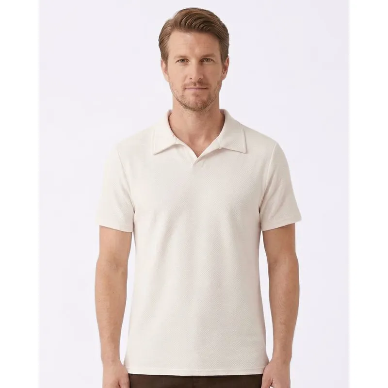 Camisa Polo Masculina Texturizada Jacquard Manga Curta Off White GG