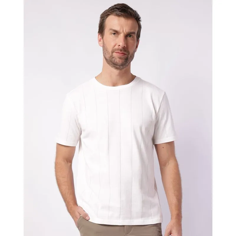Camiseta Masculina Algodão Texturizada Básica Off White GG