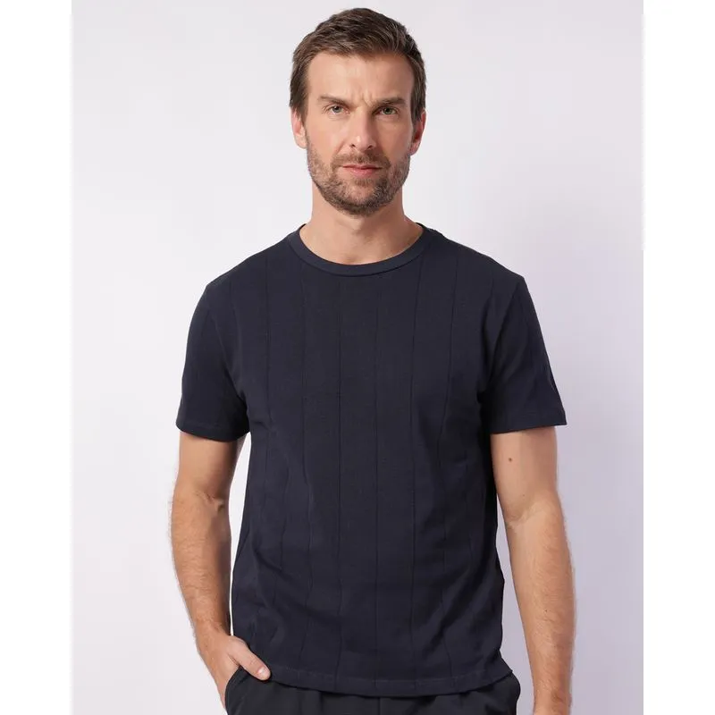 Camiseta Masculina Algodão Texturizada Básica Marinho G