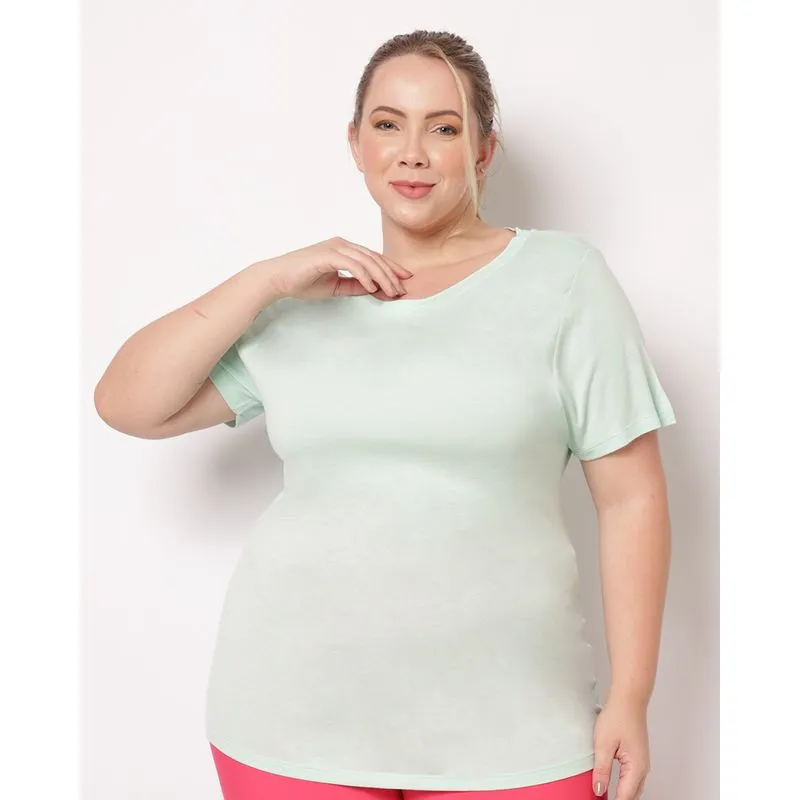 Camiseta Fitness Plus Size Feminina Fitter Manga Curta Verde G5