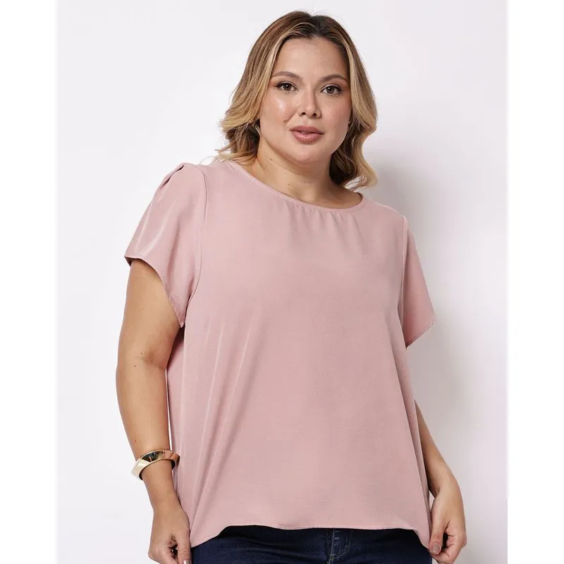 Blusa Plus Size Feminina com Abertura nas Costas Rosa G3