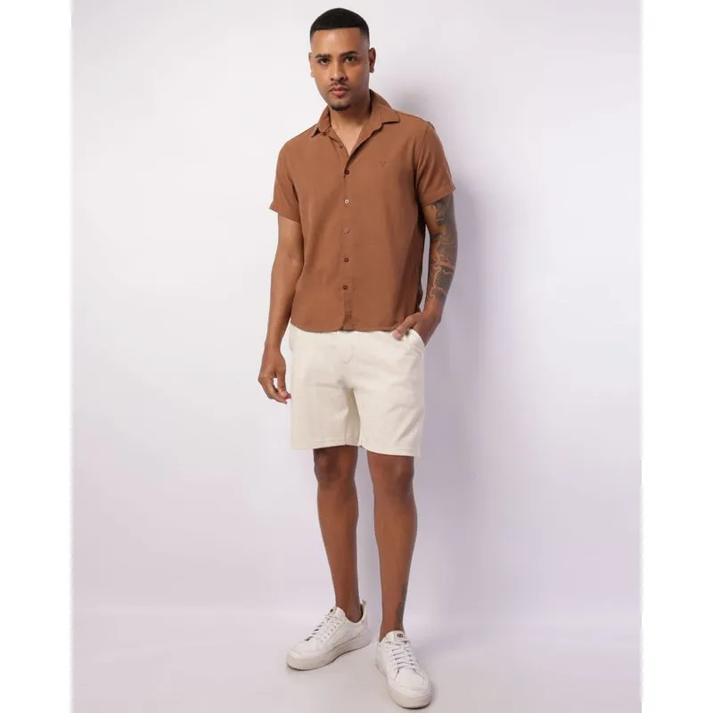 Bermuda Masculina Reta Texturizada com Bolsos Off White G