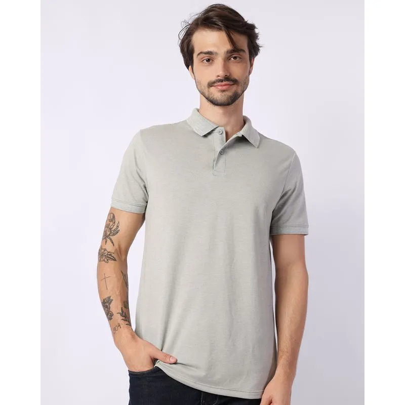 Camisa Polo Masculina Manga Curta Mesclada Verde G