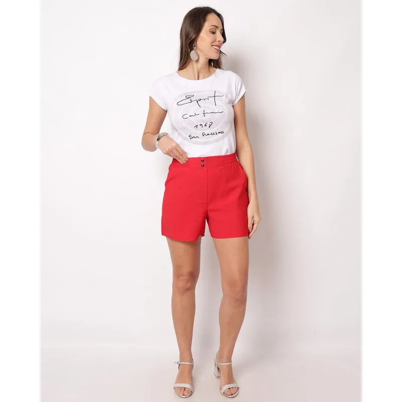 Short Feminino Berry & Co. Viscose Alfaiataria Vermelho GG