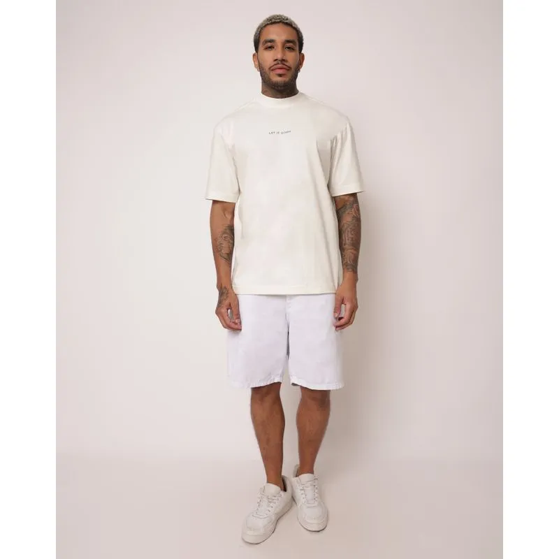 Bermuda Sarja Masculina Reta com Bolsos Branca 38