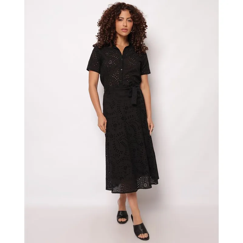 Saia Feminina Berry & Co. Midi Laise com Faixa Preta M