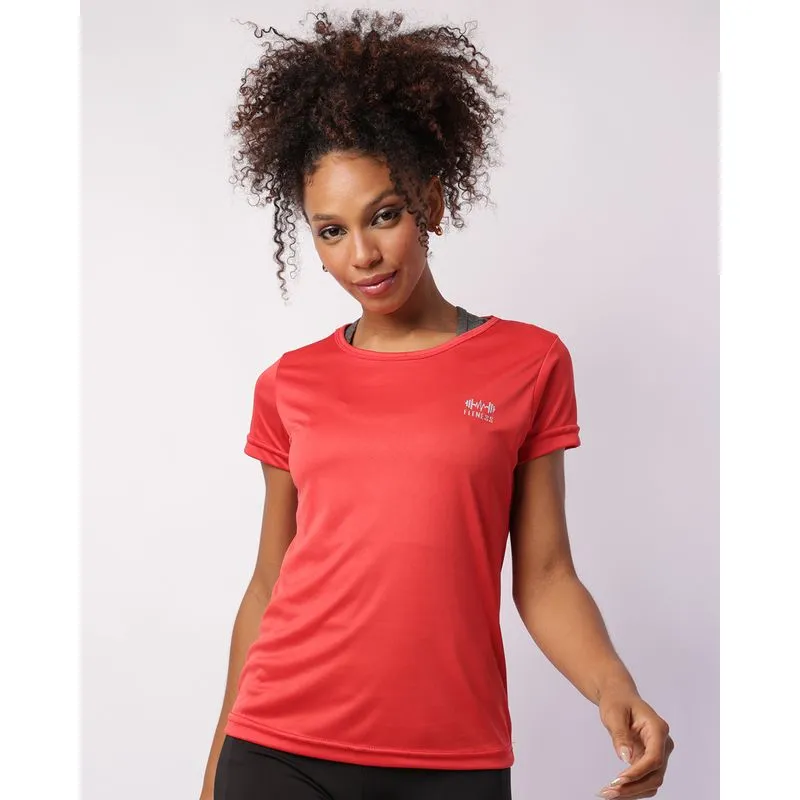 Camiseta Fitness Feminina Manga Curta Vermelha M