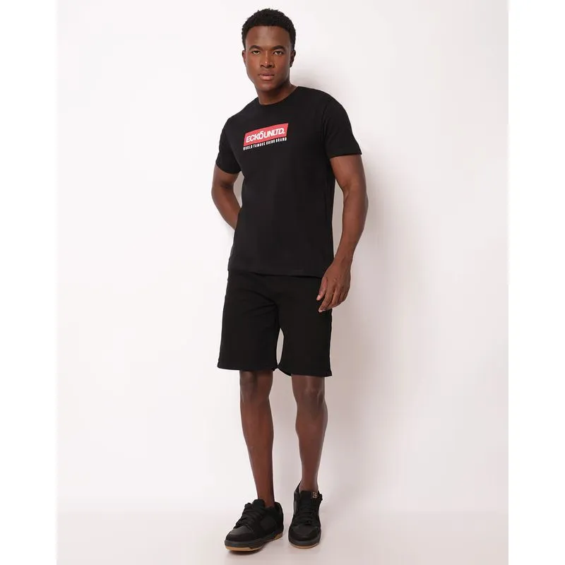 Bermuda Jeans Masculina Reta com Bolsos Preta 48