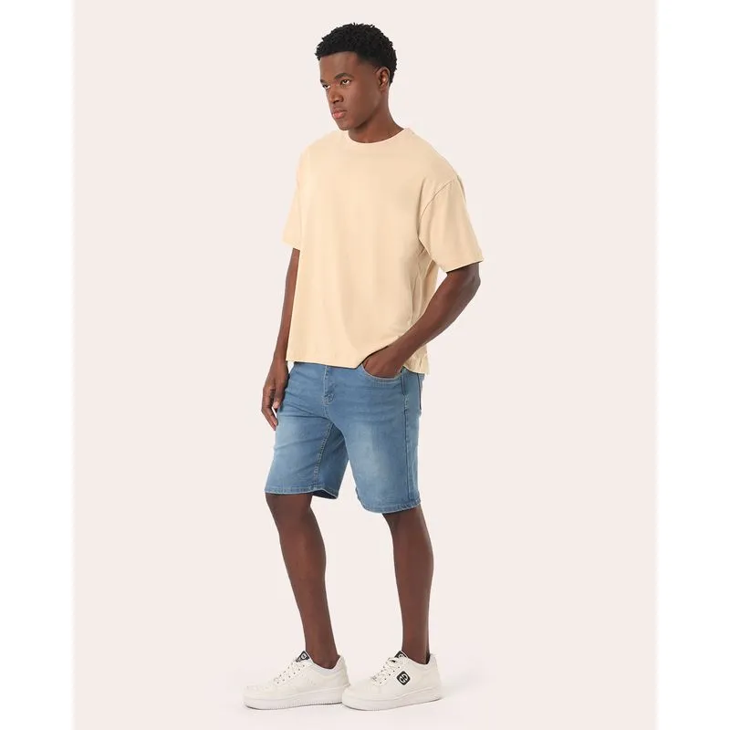 Bermuda Jeans Masculina Reta com Bolsos Azul 56