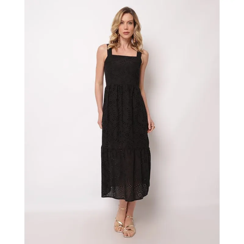 Vestido Feminino Midi Berry & Co. Laise Alcinha Preto M