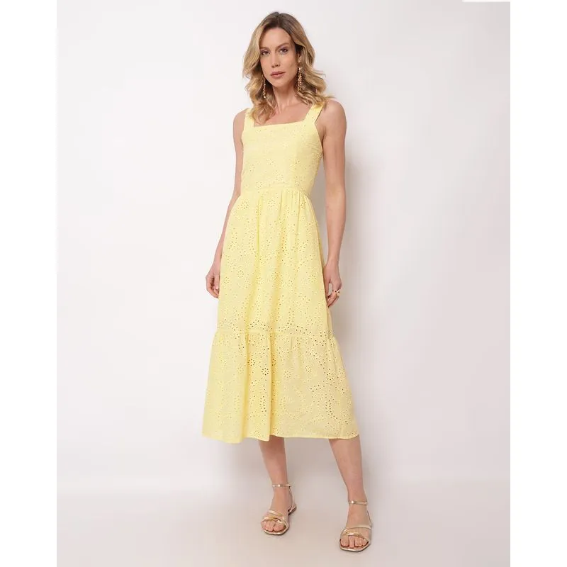 Vestido Feminino Midi Berry & Co. Laise Alcinha Amarelo G