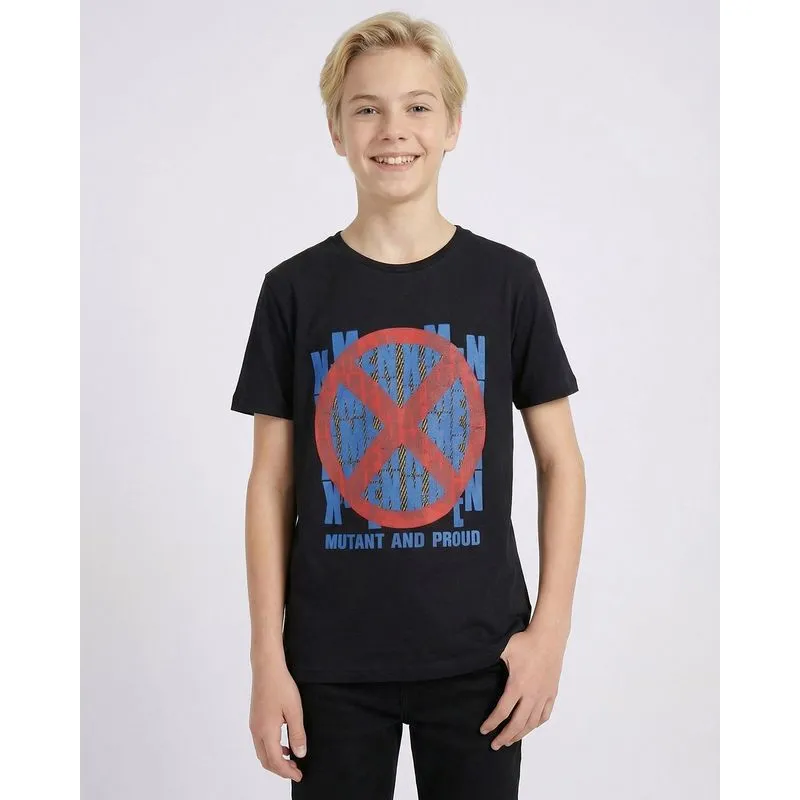 Camiseta Juvenil Algodão Estampa Marvel X-Men Preta 14