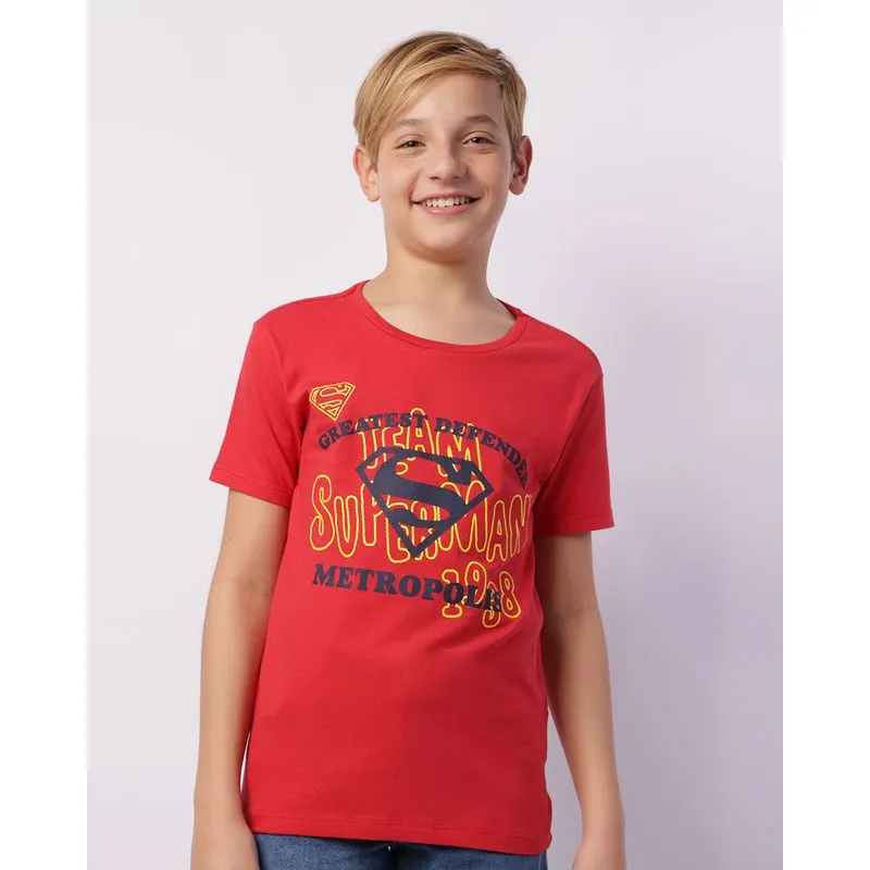 Camiseta Juvenil DC Comics Super Homem Vermelha 16