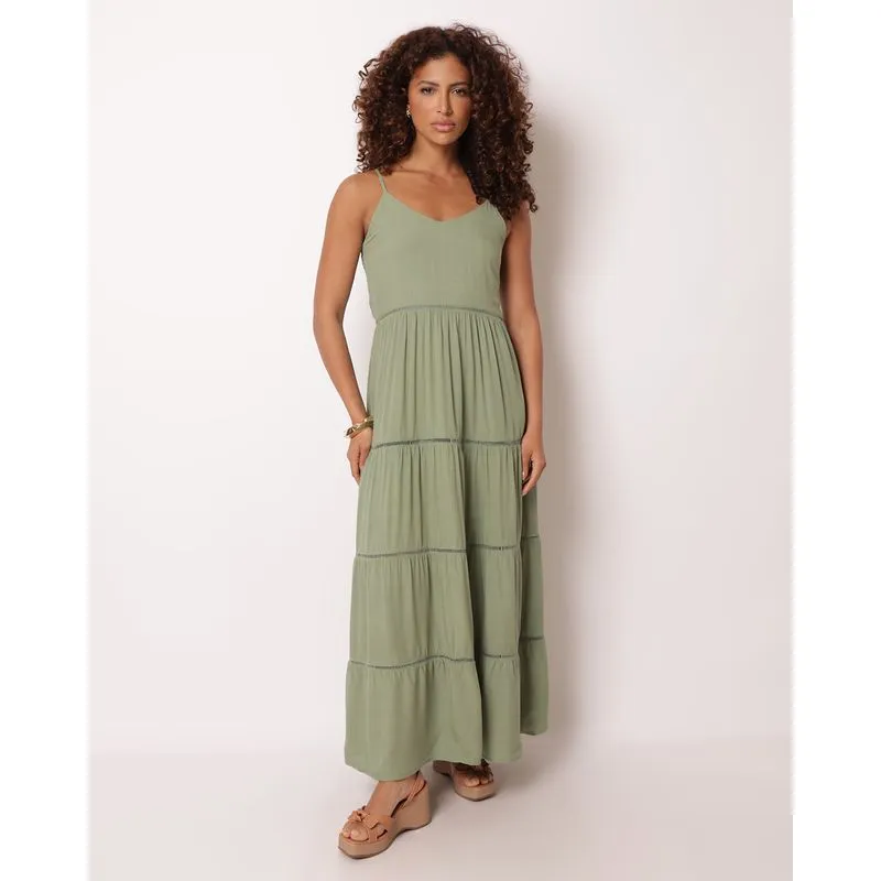 Vestido Feminino Longo Viscose Berry & Co Verde G