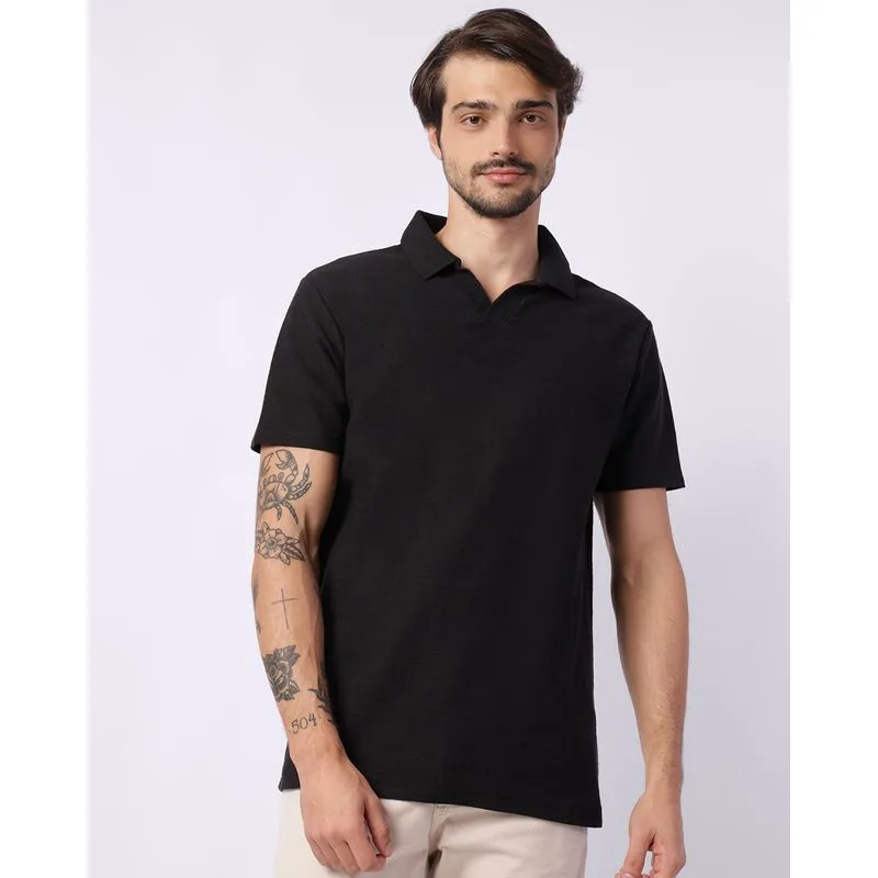 Camisa Polo Masculina Texturizada Preta P