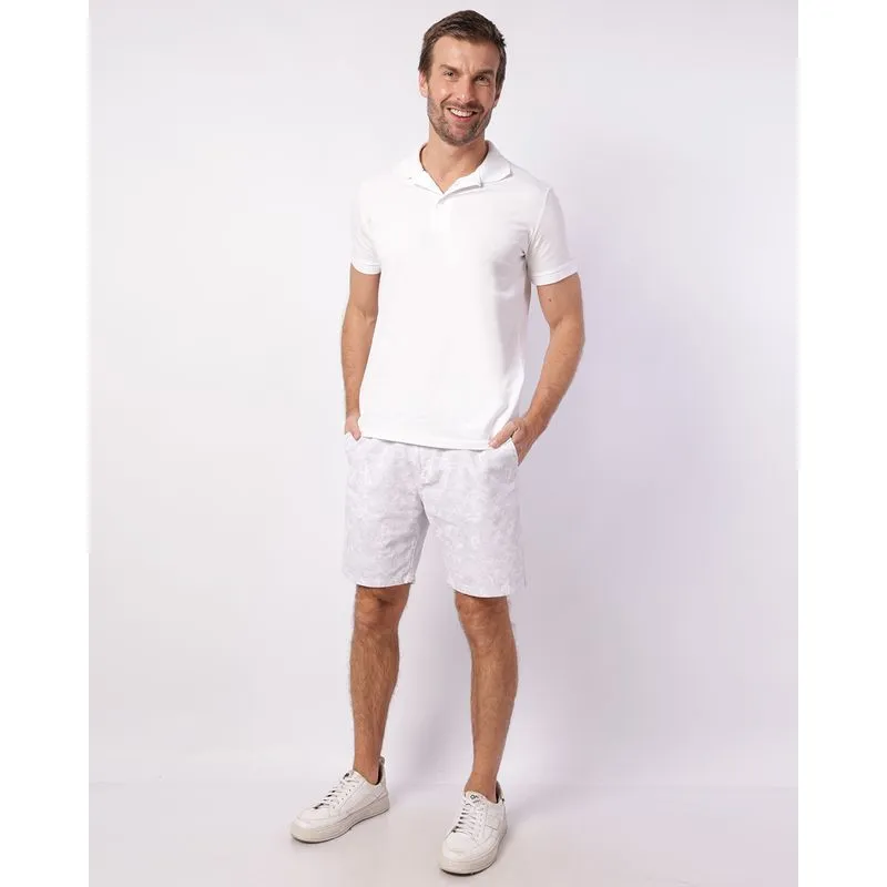 Bermuda Sarja Masculina Reta Estampada Cinza G
