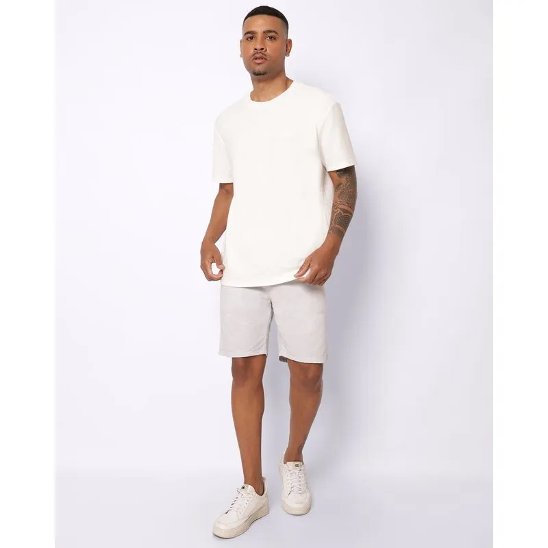 Bermuda Sarja Masculina Reta com Bolsos Listrada Cinza GG