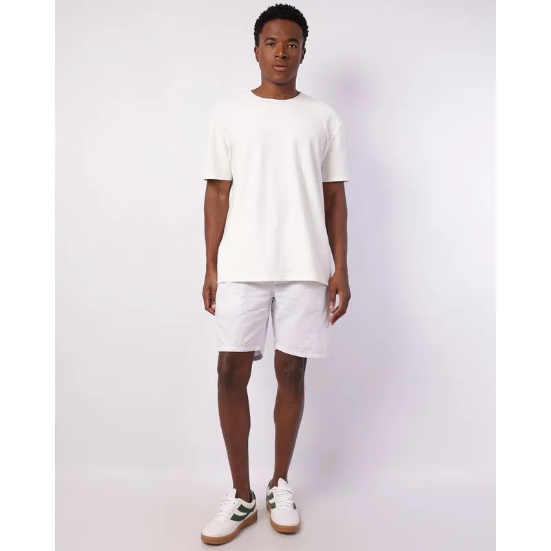 Bermuda Sarja Masculina Reta com Cordão Branca GG