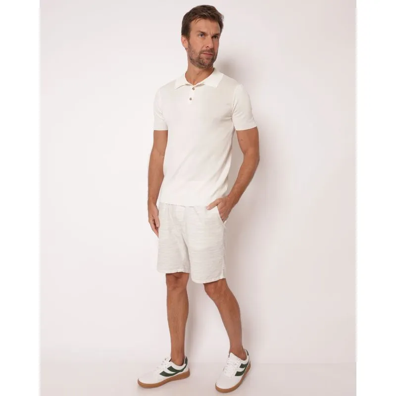 Bermuda Sarja Masculina Reta Estampada Off White GG