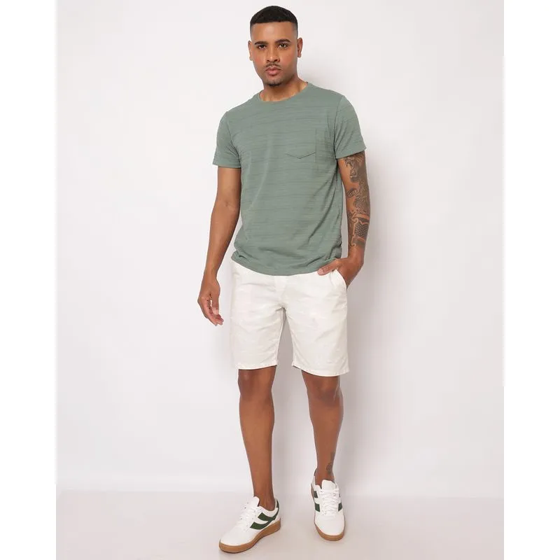 Bermuda Sarja Masculina Reta com Bolsos Estampada Cinza P
