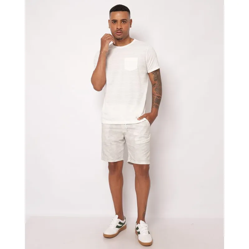 Bermuda Sarja Masculina Reta Estampada Abstrato Cinza M