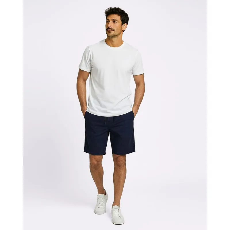 Bermuda Sarja Masculina com Estampa Geométrica Marinho G