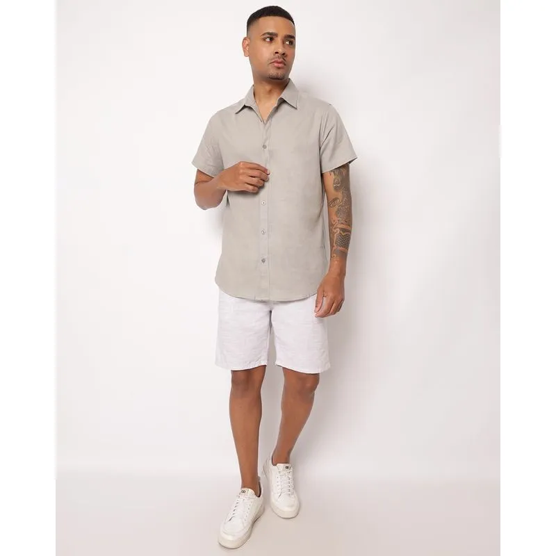 Bermuda Masculina Algodão Reta com Bolsos Cinza G