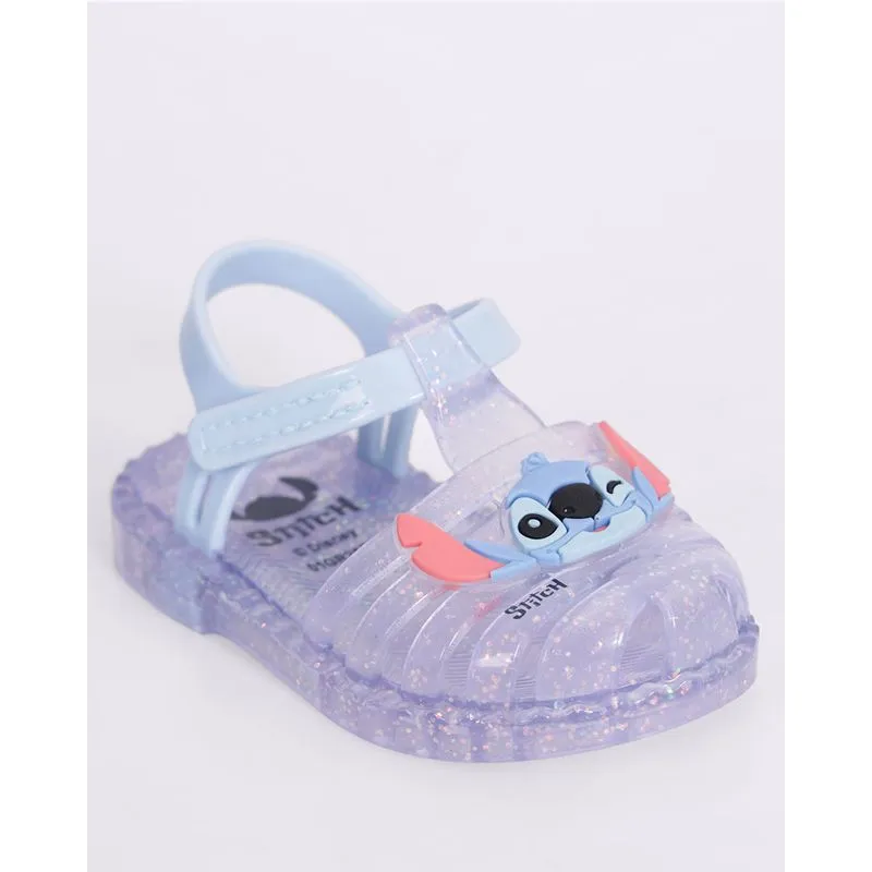Sandália Bebê Disney Stitch Aranha com Glitter Transparente Azul 22