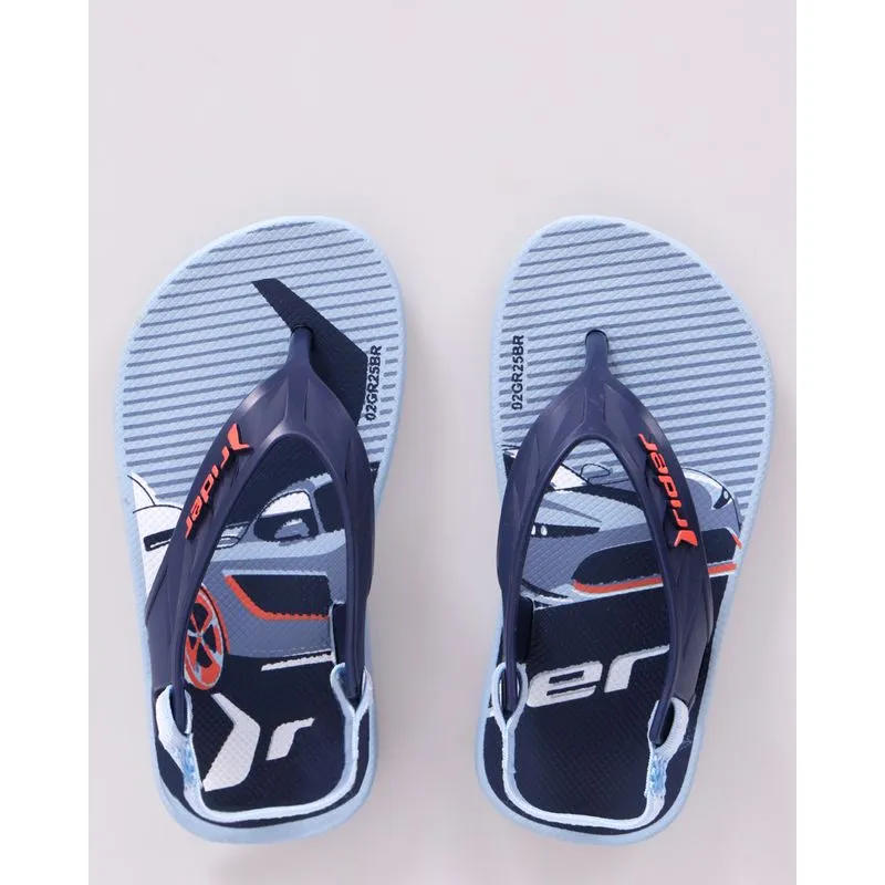Chinelo Bebê Rider Estampa com Elástico Azul 25