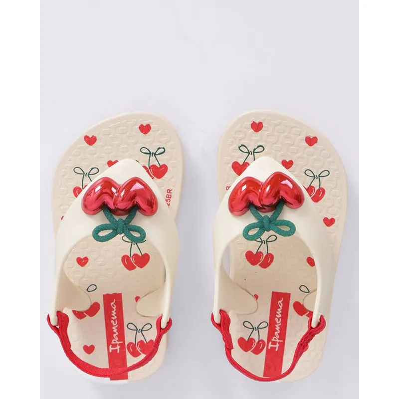 Chinelo Ipanema Bebê com Aplicação Cereja Off White 19