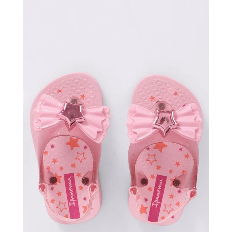 Chinelo Ipanema Bebê Aplicação Laço com Glitter Rosa 17/18