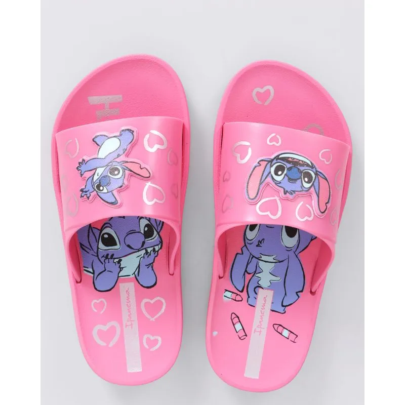 Chinelo Ipanema Infantil Slide Disney Stitch Rosa 29